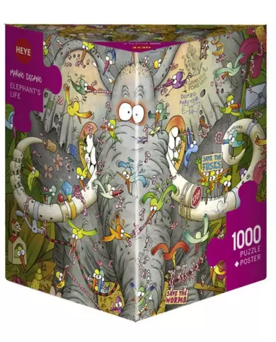 HEYE Puzzle - Éléphants Life - Triangular 1000 Pièces