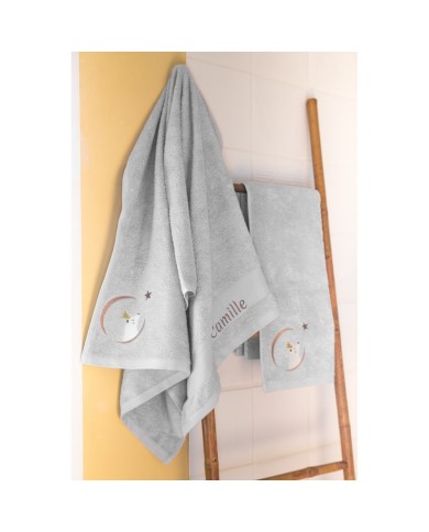 Serviette Ours Gris - 70X140 - Personnalisable