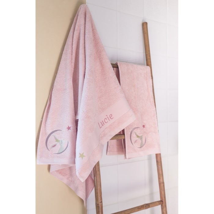 Serviette Lapin Rose - 70X140 - Personnalisable