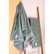 Serviette Pingouin Vert - 70X140 - Personnalisable