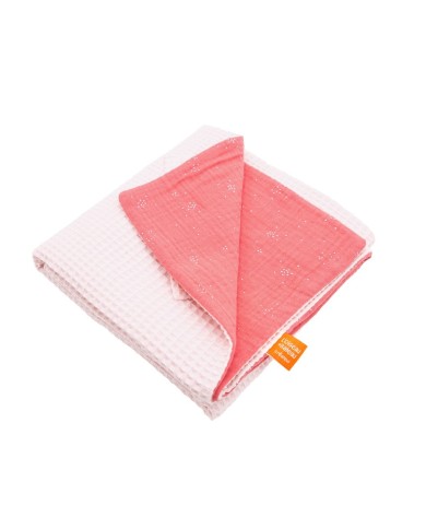 Couverture Nid D'Abeille Rose Pale A Broder