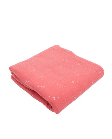 Couverture Nid D'Abeille Rose Pale A Broder