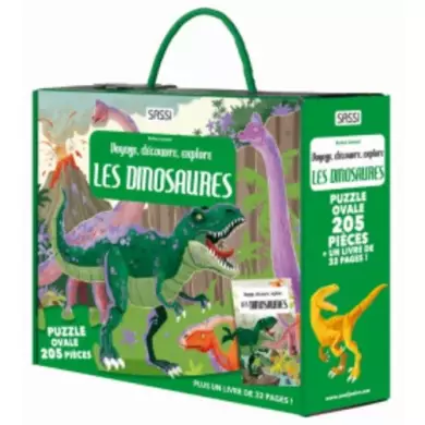 Les Dinosaures - Voyage, Découvre, Explore - Livre - Puzzle 205 Pièces