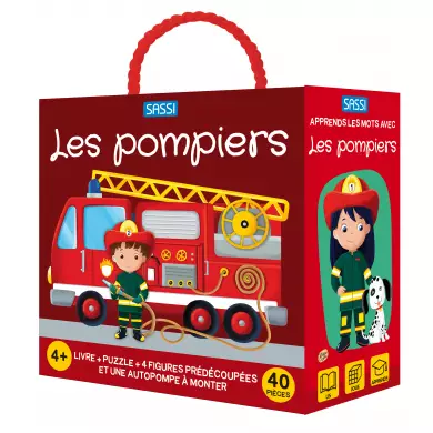 Q-Box - Les Pompiers - Puzzle 40 Pièces SASSI Avec 10 Silhouettes Et Livre