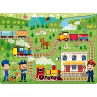 Q-Box - Les Trains - Puzzle 40 Pièces SASSI Avec 3 Silhouettes Et Livre