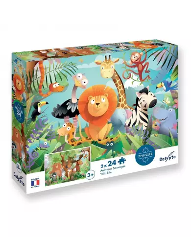 Puzzle Calypto - Animaux Sauvages - 2 x 24 Pièces