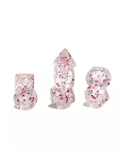 Set De 7 Dés Ludistri Miniature - Rose Pailleté