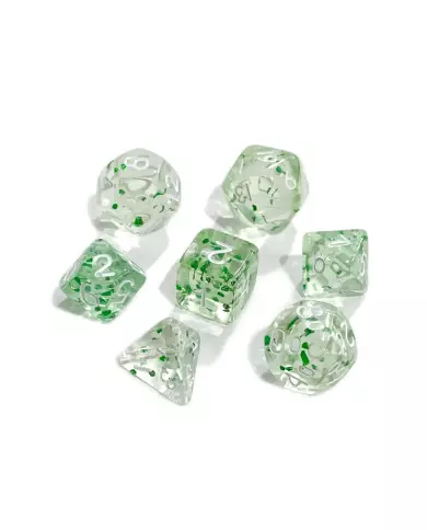 Set De 7 Dés Ludistri Miniature - Vert Pailleté