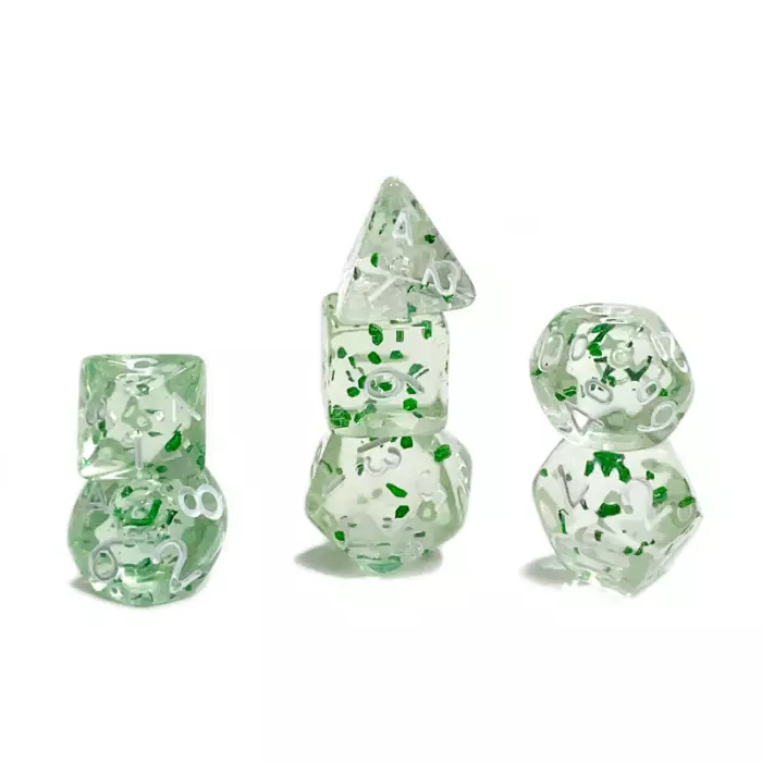 Set De 7 Dés Ludistri Miniature - Vert Pailleté