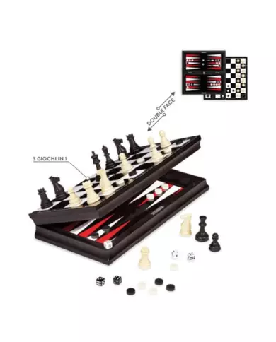 Coffret Échecs / Dames / Backgammon Magnétique - Dal Negro