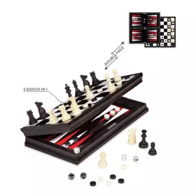 Coffret Échecs / Dames / Backgammon Magnétique - Dal Negro