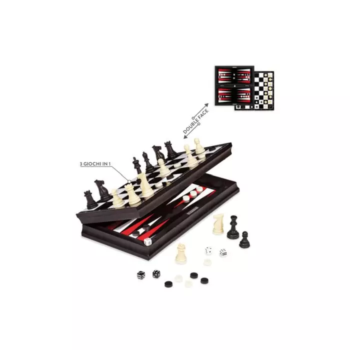 Coffret Échecs / Dames / Backgammon Magnétique - Dal Negro