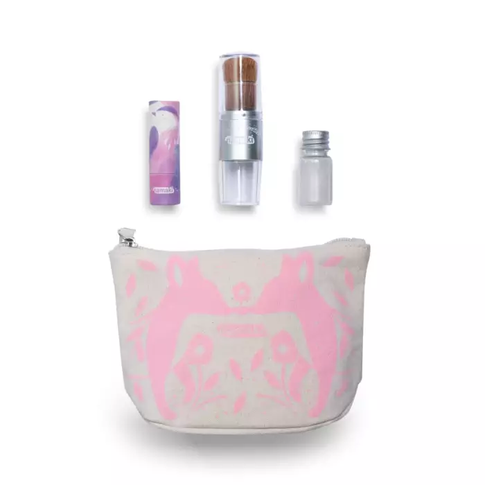 Trousse Scintillante Renard Rose En Coton Bio - NAMAKI