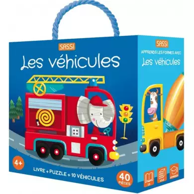 Q-Box - Les Véhicules - Puzzle 40 Pièces SASSI Avec 10 Silhouettes Et Livre