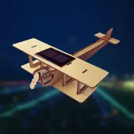 Kit En Bois Naturel À Énergie Solaire - Avion Biplan